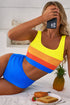 Sporty Color Block Tank Top High Waist Bikini Set
