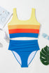 Sporty Color Block Tank Top High Waist Bikini Set