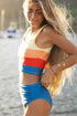 Sporty Color Block Tank Top High Waist Bikini Set