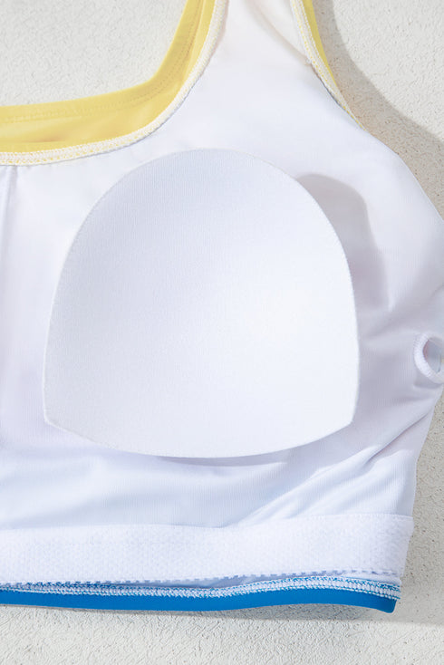 Sporty Color Block Tank Top High Waist Bikini Set