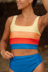 Sporty Color Block Tank Top High Waist Bikini Set