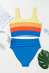 Sporty Color Block Tank Top High Waist Bikini Set