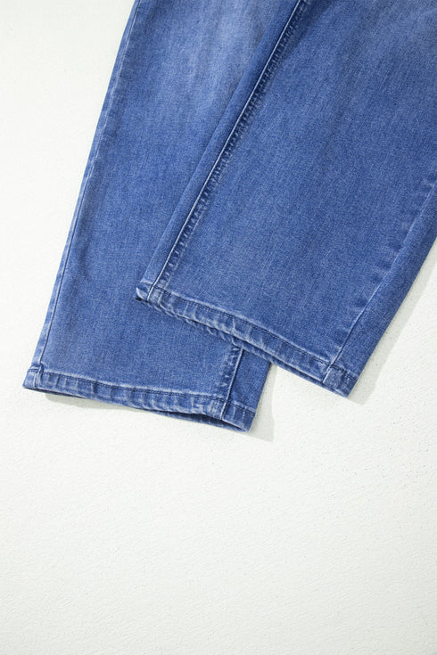 Sporty Denim Ankle Length Jeans Pocket Detail Jeans