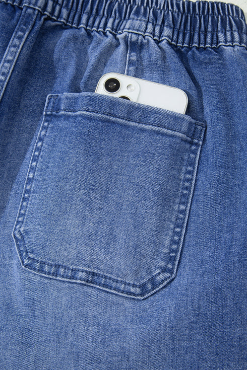 Sporty Denim Ankle Length Jeans Pocket Detail Jeans