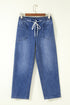 Sporty Denim Ankle Length Jeans Pocket Detail Jeans