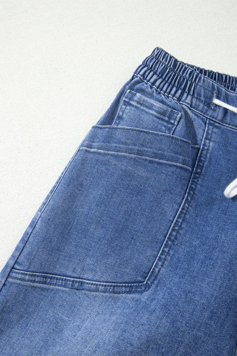 Sporty Denim Ankle Length Jeans Pocket Detail Jeans