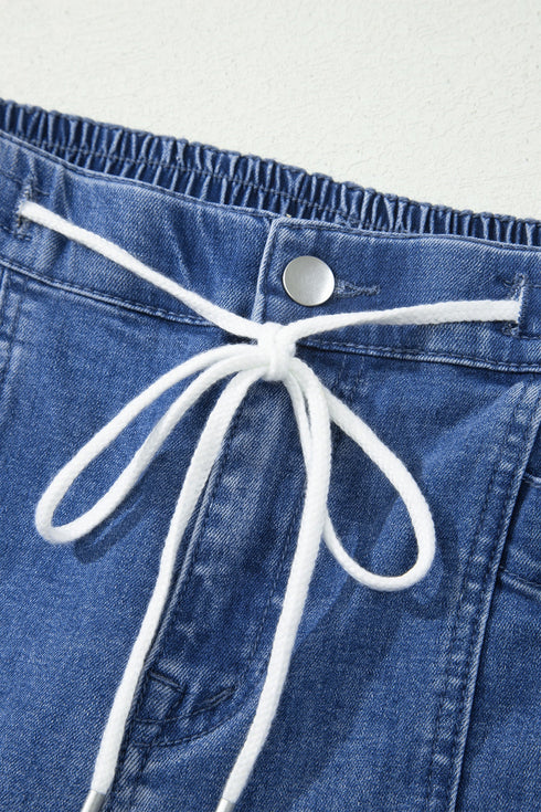Sporty Denim Ankle Length Jeans Pocket Detail Jeans