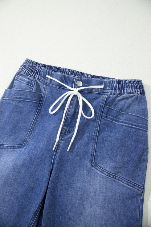 Sporty Denim Ankle Length Jeans Pocket Detail Jeans