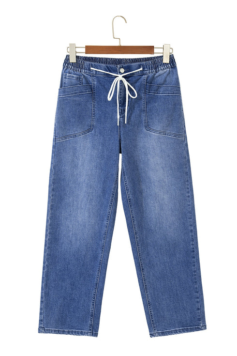 Sporty Denim Ankle Length Jeans Pocket Detail Jeans