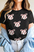 Sporty Embellished Baseball Bow Graphic Cuffed Tee