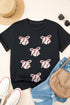 Sporty Embellished Baseball Bow Graphic Cuffed Tee