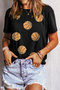Sporty Embellished Basketball Graphic Short Sleeve Crew Neck Tee