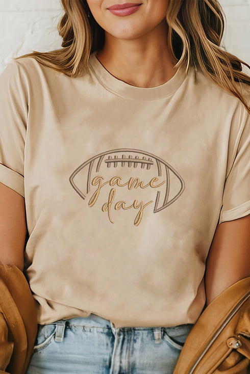 Sporty Embroidered Letter Graphic Short Sleeve Knit T Shirt
