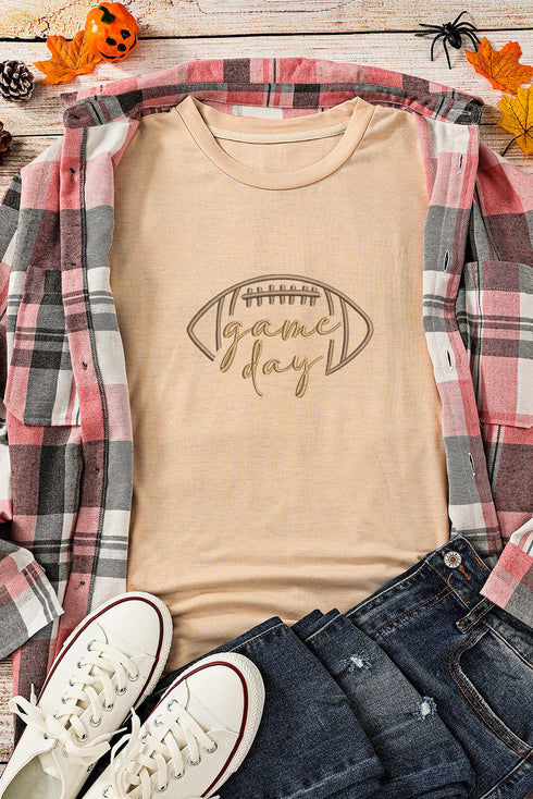 Sporty Embroidered Letter Graphic Short Sleeve Knit T Shirt