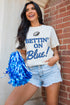 Sporty Football Graphic Print Crewneck Short Sleeve T Shirt
