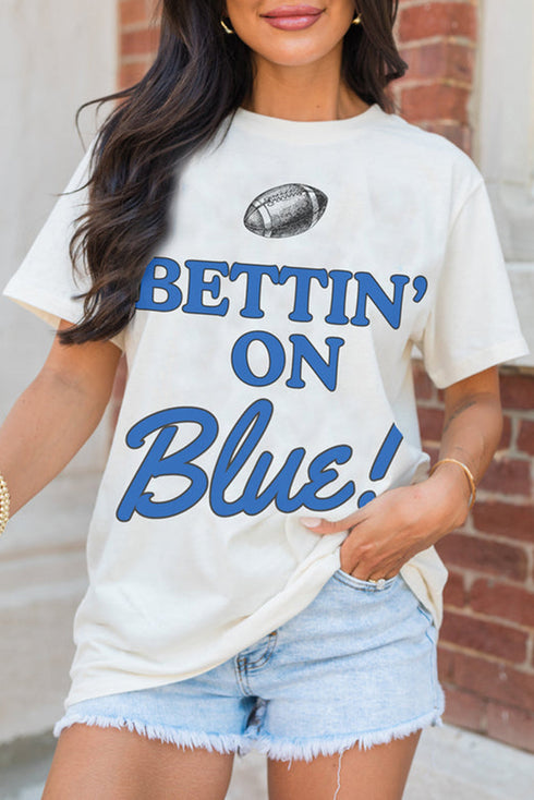 Sporty Football Graphic Print Crewneck Short Sleeve T Shirt