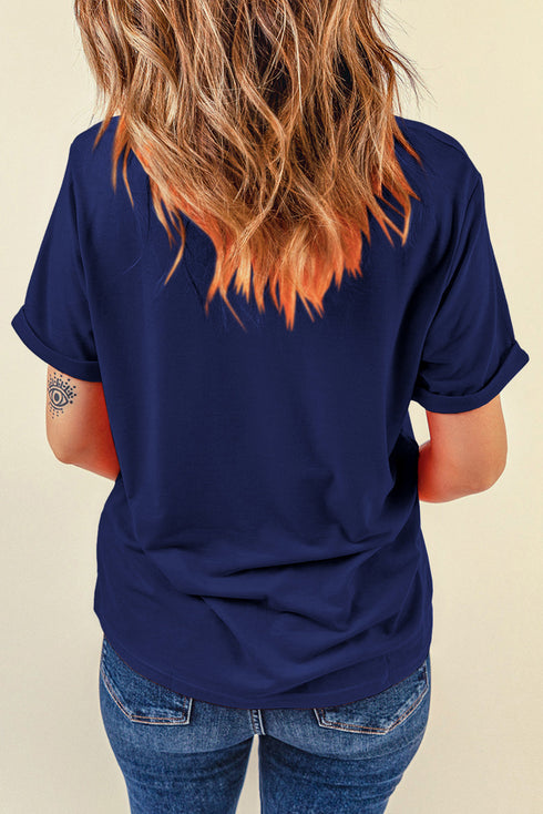 Sporty Letter Graphic Print Short Sleeve Crew Neck Tee