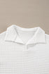 Sporty Quilted Texture Collared Long Sleeve Pullover Top