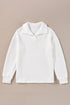 Sporty Quilted Texture Collared Long Sleeve Pullover Top