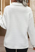 Sporty Quilted Texture Collared Long Sleeve Pullover Top