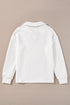 Sporty Quilted Texture Collared Long Sleeve Pullover Top