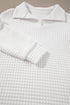 Sporty Quilted Texture Collared Long Sleeve Pullover Top