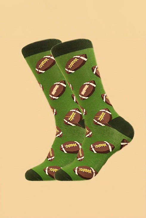 Sporty Rugby Pattern Cotton Blend Crew Socks