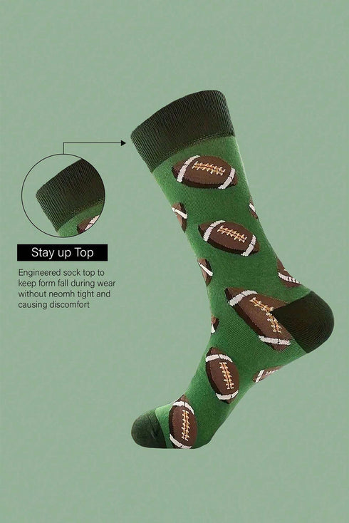 Sporty Rugby Pattern Cotton Blend Crew Socks