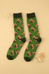 Sporty Rugby Pattern Cotton Blend Crew Socks