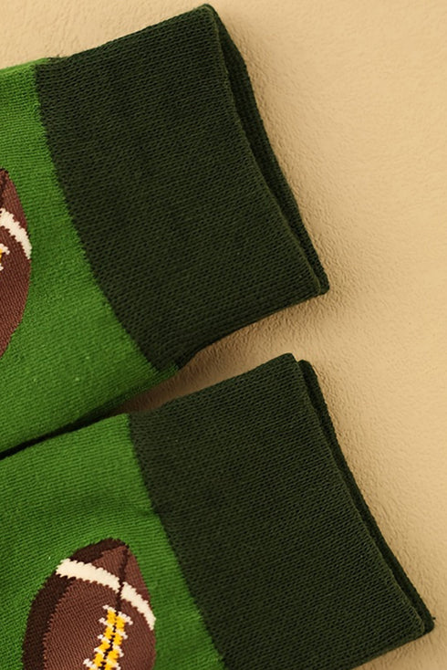 Sporty Rugby Pattern Cotton Blend Crew Socks