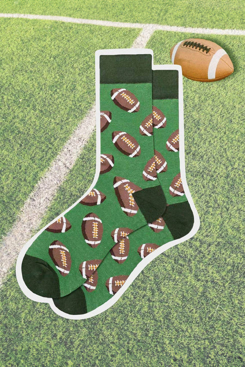Sporty Rugby Pattern Cotton Blend Crew Socks