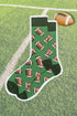 Sporty Rugby Pattern Cotton Blend Crew Socks