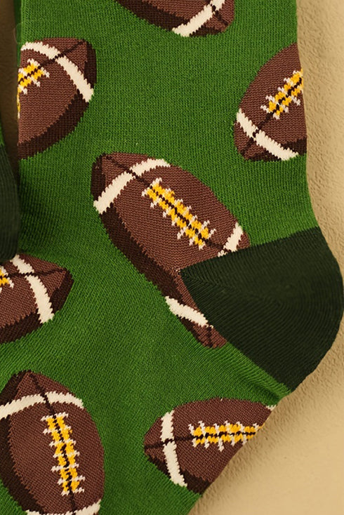 Sporty Rugby Pattern Cotton Blend Crew Socks