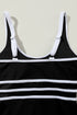 Sporty Scoop Neck Striped Waist One Piece Swimsuit
