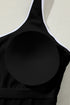 Sporty Scoop Neck Striped Waist One Piece Swimsuit