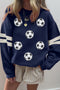 Sporty Varsity Stripe Soccer Graphic Crew Neck Sweatshirt