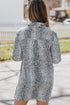 Spotted Print Button Down Long Sleeve Shirt Dress