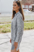 Spotted Print Button Down Long Sleeve Shirt Dress