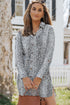 Spotted Print Button Down Long Sleeve Shirt Dress