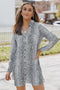 Spotted Print Button Down Long Sleeve Shirt Dress
