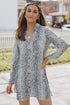 Spotted Print Button Down Long Sleeve Shirt Dress