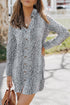 Spotted Print Button Down Long Sleeve Shirt Dress