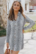 Spotted Print Button Down Long Sleeve Shirt Dress