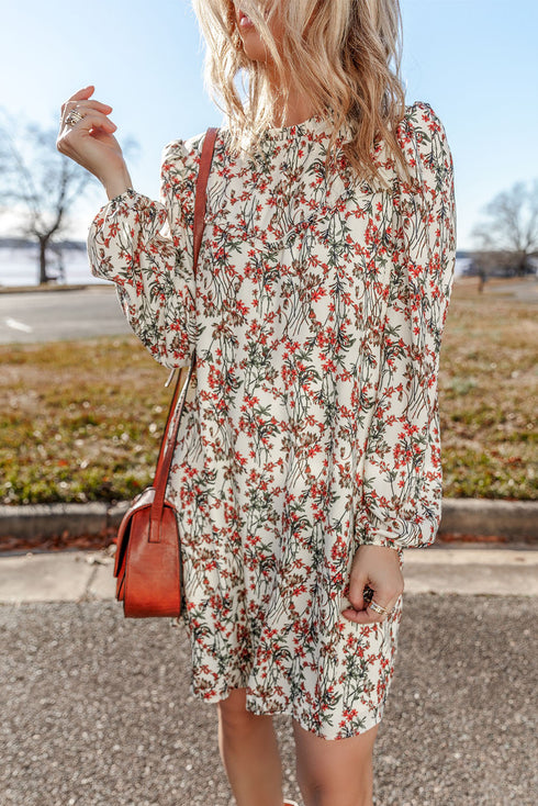 Springtime Jubilee Floral Long Sleeve Mini Dress