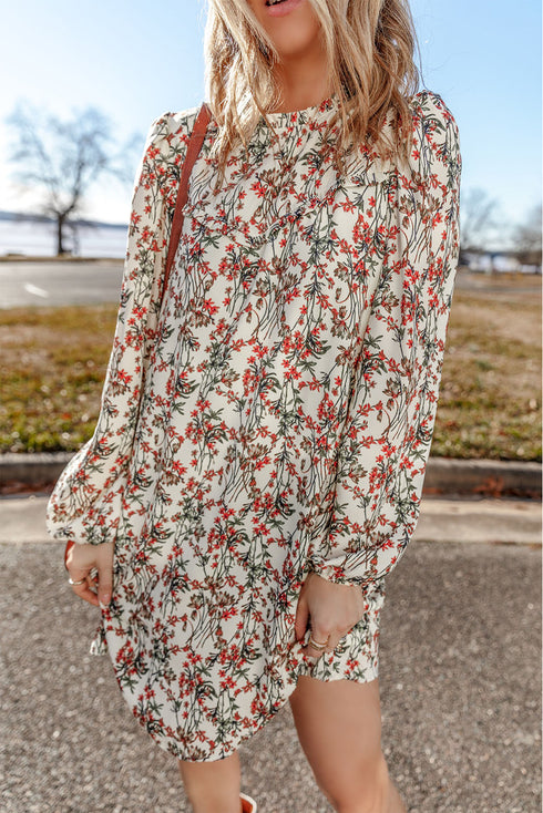 Springtime Jubilee Floral Long Sleeve Mini Dress