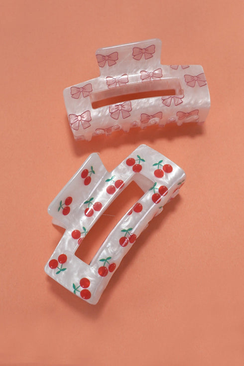 Square Bow Knot Print Acrylic Hair Claw