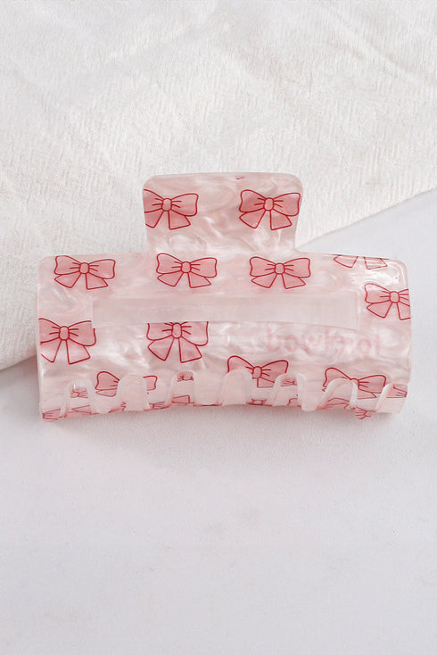 Square Bow Knot Print Acrylic Hair Claw