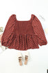 Square Neck All Over Print Smocked Plus Size Top