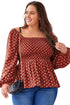 Square Neck All Over Print Smocked Plus Size Top