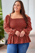 Square Neck All Over Print Smocked Plus Size Top